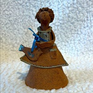 Antique Terracotta Sculpture with Intricate detail including a floating bird. 5”